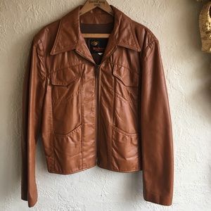 Vintage men’s brown leather jacket large